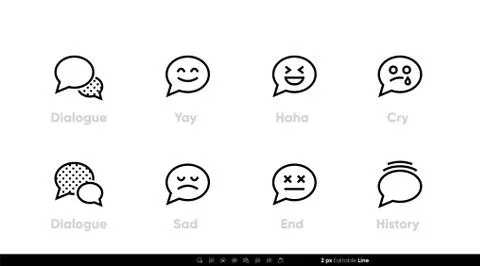 Dialogue Chat icon with Emotions. Bubble Speech, Talk, Text Message, Fun, Sad Stock Illustration