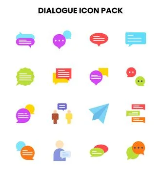 Dialogue Flat Bundle Icons Pack Stock Illustration