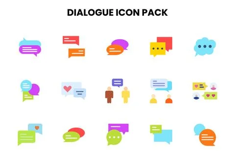 Dialogue Flat Collection Icons Pack 库存插图