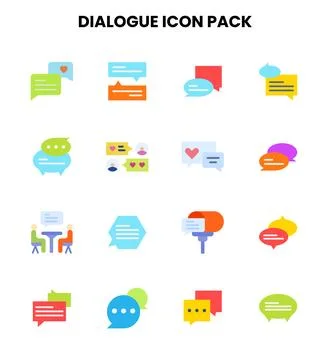 Dialogue Flat Design Icons Pack Stock Illustration