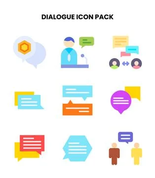 Dialogue Flat Icons Pack Stock Illustration