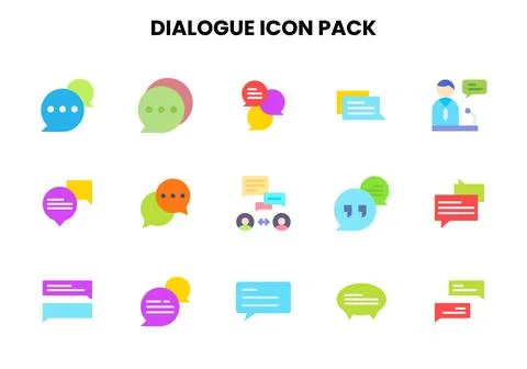 Dialogue Flat UI Icons Pack Illustrazione stock