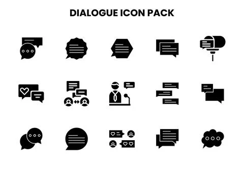 Dialogue Glyph Bundle Icons Pack Stock Illustration