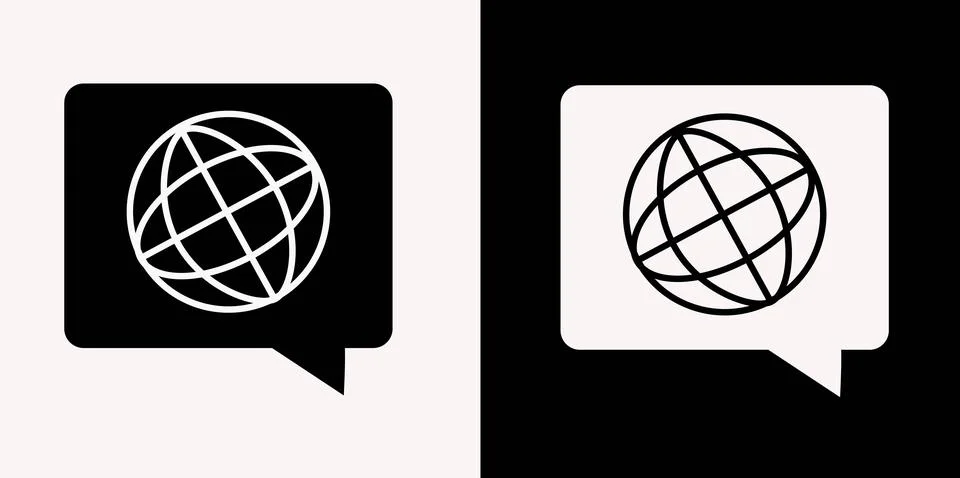 Dialogue icon and globe solid icon, education concept, chat sign on white bac Stock Illustration