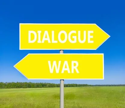 Dialogue instead war symbol. Concept words Dialogue and War on beautiful ye.. Foto stock