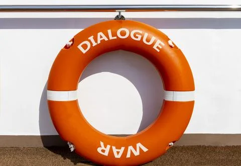 Dialogue instead war symbol. Concept words Dialogue and War on beautiful or.. Foto stock