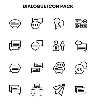 Dialogue Line Bundle Icons Pack Stock Illustration