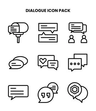 Dialogue Line Design Icons Pack Stock Illustration