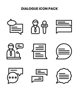Dialogue Line Icons Pack Stock Illustration