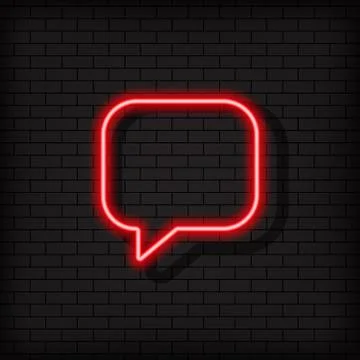 Dialogue neon icon. Comment sign. Social media user. Vector on isolated black Stock Illustration