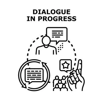 Dialogue in progress concept with people communicating Stock Illustration