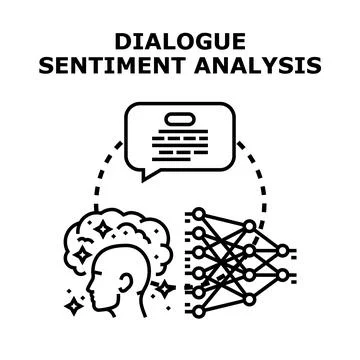 Dialogue sentiment analysis processing human communication data Illustrazione stock