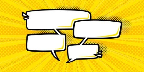 Dialogue speech bubbles for messages with halftone superhero background. Popart Stock Illustration
