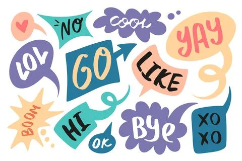 Dialogue speech bubbles words. Chat balloons, small talk frames, conversation Stock Illustration