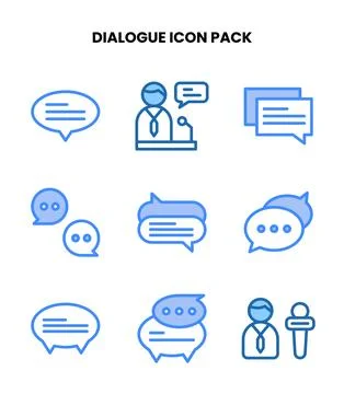 Dialogue Two Colour Bundle Icons Pack Stock Illustration