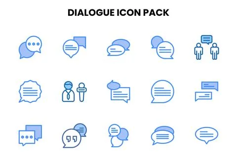 Dialogue Two Colour Bundle Icons Pack Stock Illustration