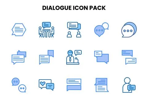 Dialogue Two Colour Set Icons Pack Stock Illustration