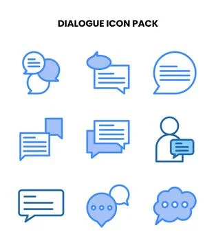 Dialogue Two Colour Set Icons Pack Stock Illustration