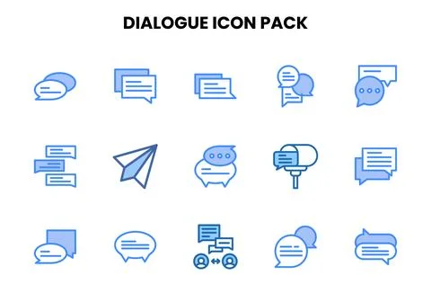 Dialogue Two Colour Vector Icons Pack Illustrazione stock