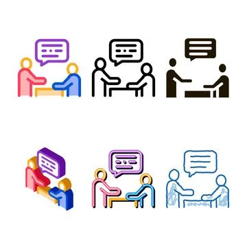 Dialogue of two people icon vector outline pack イラスト素材