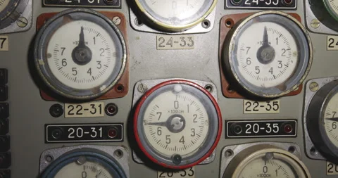 Dials And Indicators Inside The Control Room 3 In Chernobyl Nuclear Power Video stock 317376557