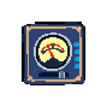 Dials retro control panel pixel art vector illustration Ilustração Stock