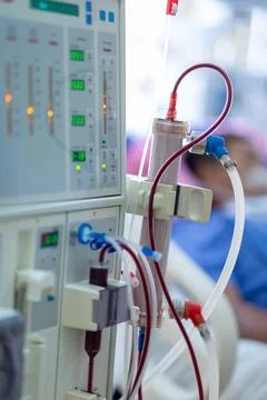 Dialysis machine is working. Acting as a substitute for the kidneys to drive Stock Photos