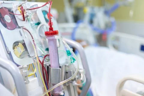 Dialysis machine is working. Acting as a substitute for the kidneys to drive  Stock Photos