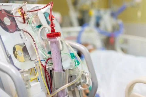 Dialysis machine is working. Acting as a substitute for the kidneys to drive  Stock Photos