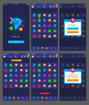 Diamant game ui design mobile user interface Stock Illustration