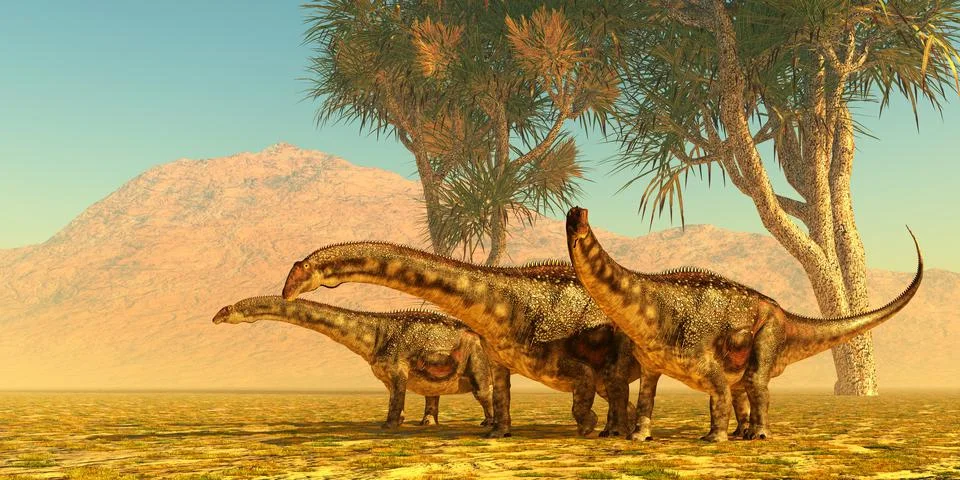 Diamantinasaurus Dinosaur Herd Stock Illustration