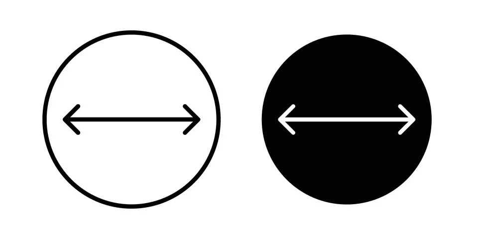 Diameter icon linear versions pack on white background Stock Illustration