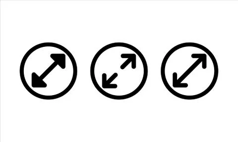 Diameter icon set in black on isolated white background. EPS 10 vector. Stock Illustration