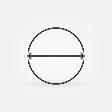 Diameter vector concept icon or sign in thin line style Stock Illustration
