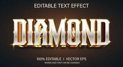 Diamond 3d vector text effect with modern style design Stock Illustration