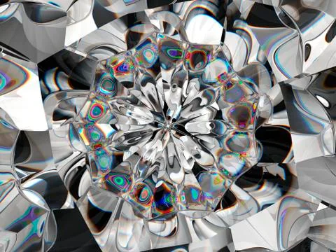 Diamond Abstract structure extreme closeup and kaleidoscope Stock Photos