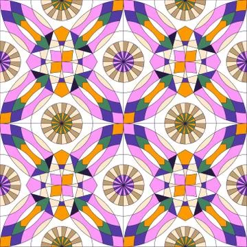 Diamond actinomorphic grid based seamless pattern Stock Illustration