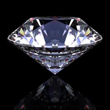 Diamond against black with reflection 3D render Stock Illustration