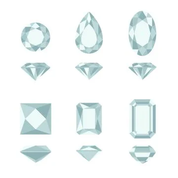 Diamond and gemstone shapes. 스톡 일러스트