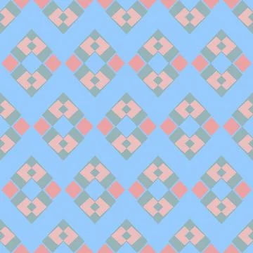 Diamond and geometric shapes vector seamless repeat pattern Stock Illustration