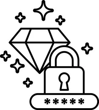 A diamond and a key are on a white background Illustrazione stock