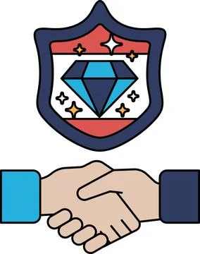 A diamond and a shield are shown in a black and white drawing Stock Illustration