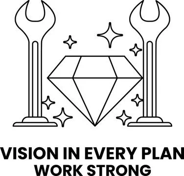 A diamond and two tools are shown in a black and white image Stock Illustration