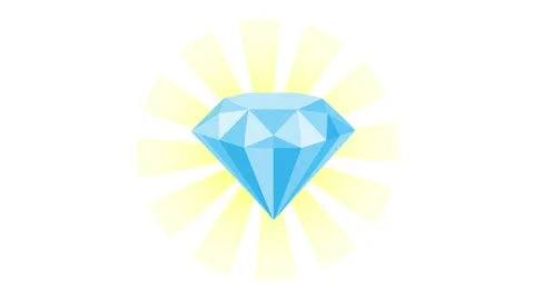 Diamond animated sparkling with sunburst light ray blue gemstone in 4k isol.. Stock Footage 342539460