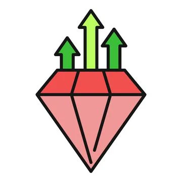 Diamond asset value increasing with upward arrows Stock Illustration