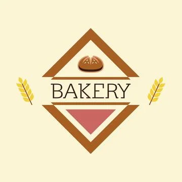 Diamond bakery logo with wheat. Vector Stock Illustration