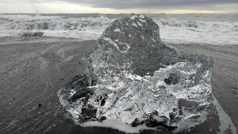 Diamond beach ice close up Stock Photos