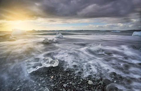  Diamond beach, Iceland Stock Photos