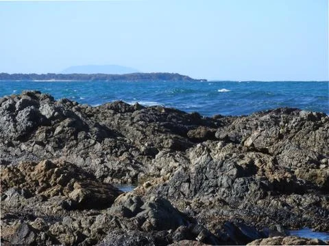 Diamond Beach over ocean looking north Stock Photos