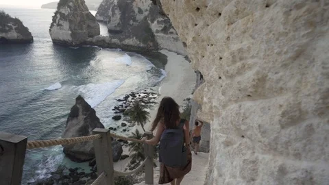 Diamond beach. Secret beach located in Nusa Penida, Stock Footage 126005210